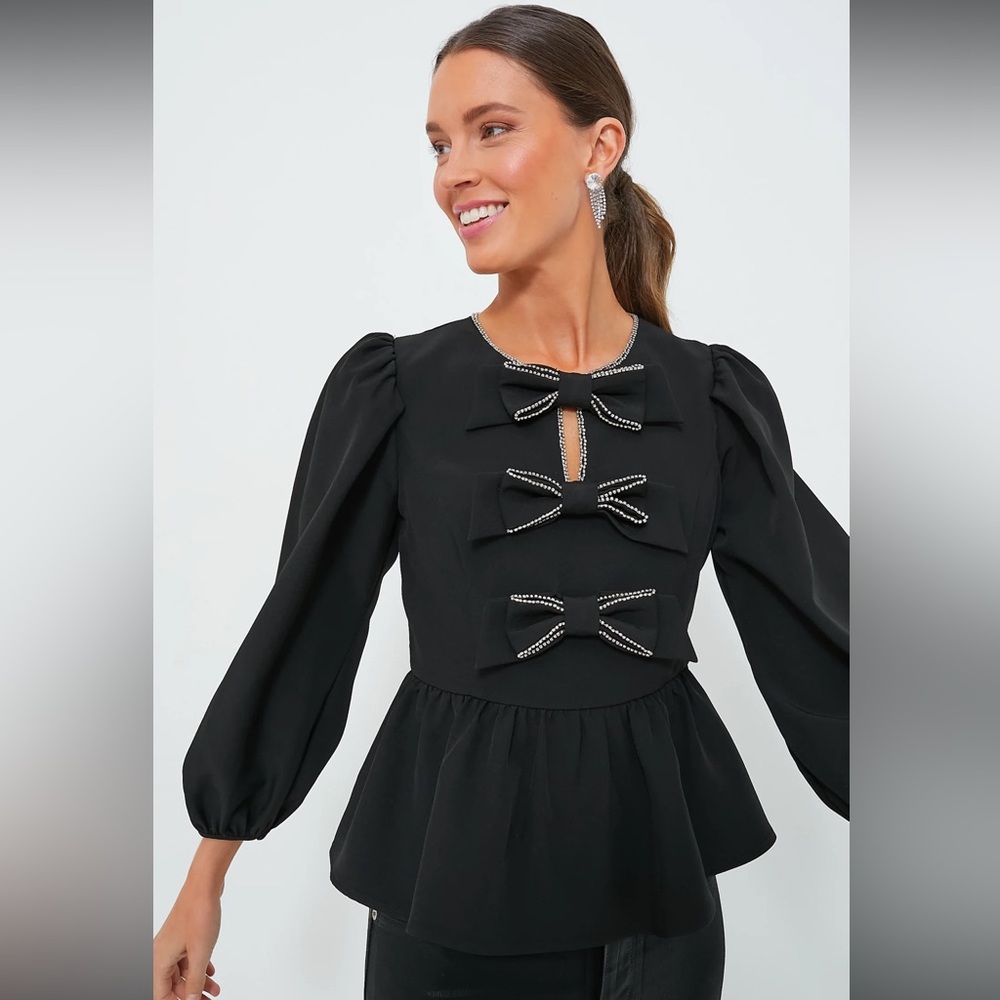 HYACINTH HOUSE Embellished Bow Blair Blouse Size SMALL *New Without Tags!*